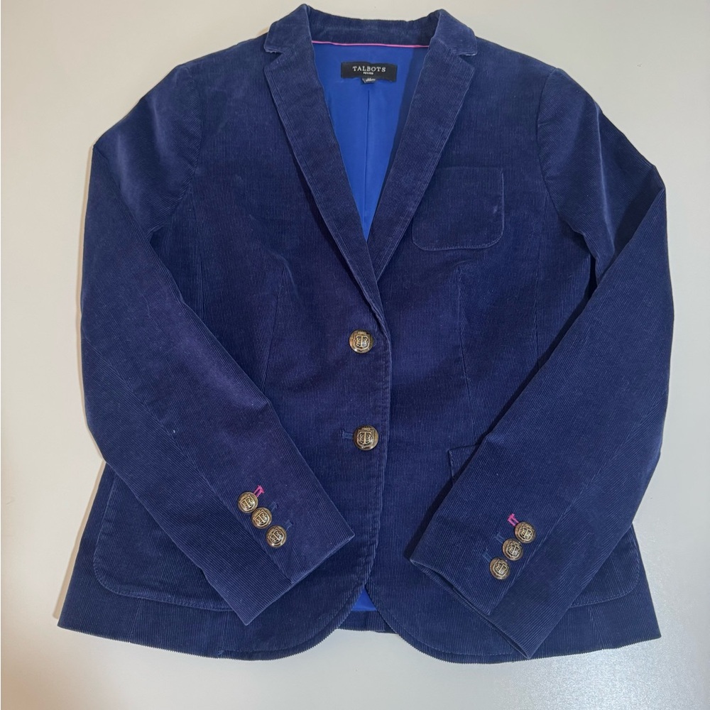Talbots  Corduroy Navy Blue Women's Blazer - Picture 10 of 12